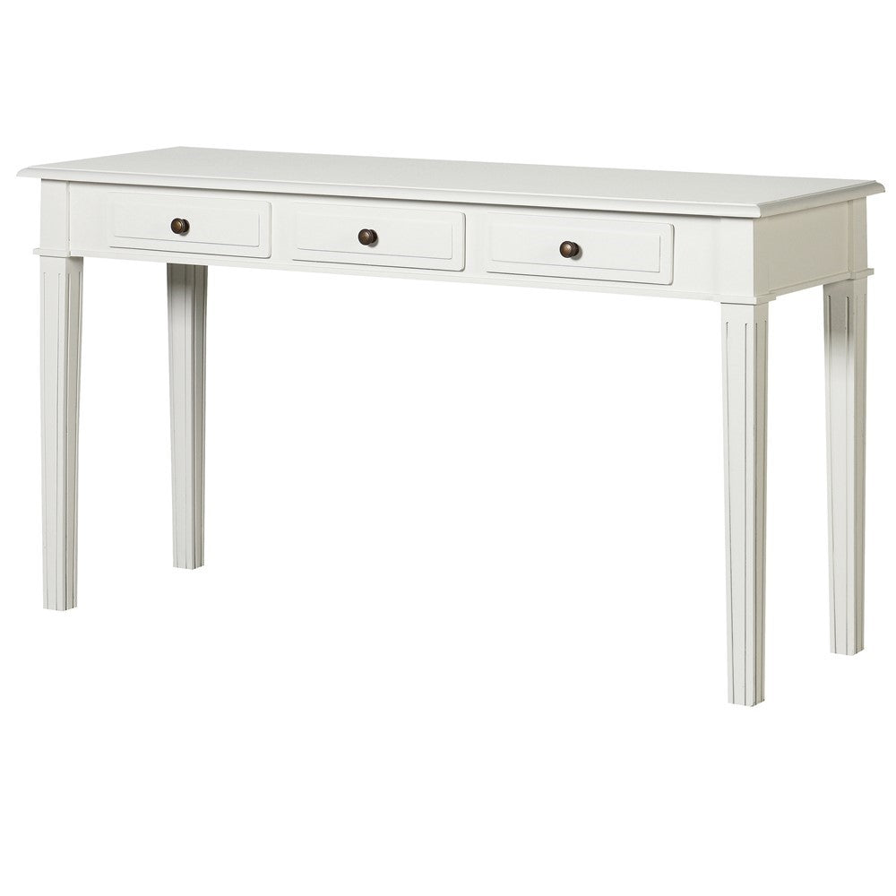 White Fayence 3 Drawer Hall Table H:750mm W:1350mm D:450mm