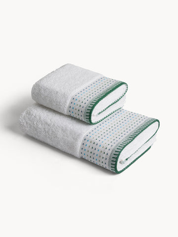Pure cotton towel with embroidered edge