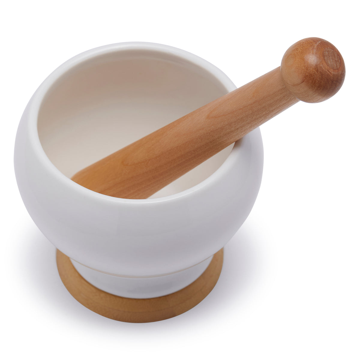 Simply Kitchen GOURMET GARLIC PRESS WITH BAMBOO PESTLE (10.54CM WHITE) 10.54 CM / White