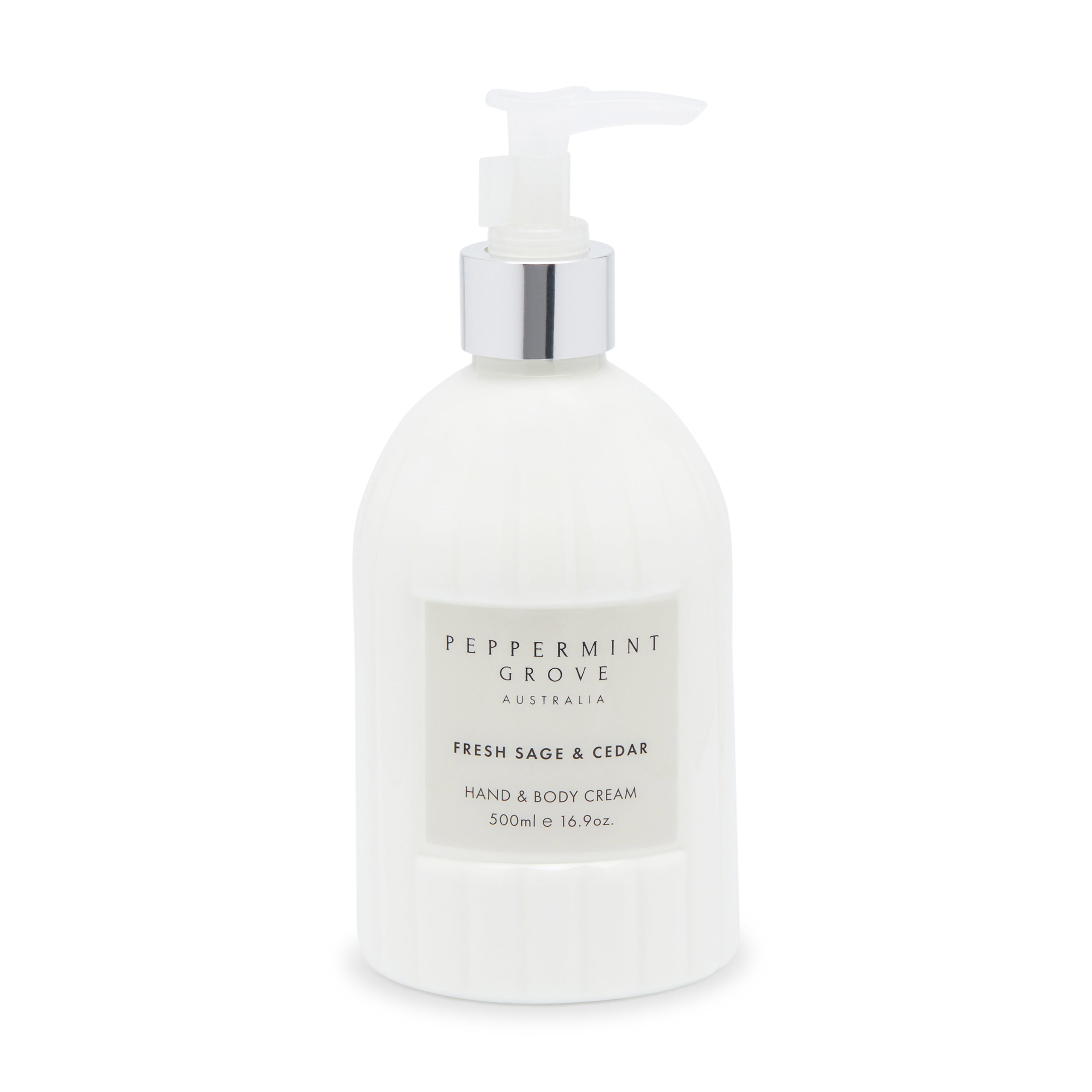 Peppermint Grove Fresh Sage & Cedar Hand Cream Pump 500ml / Beige