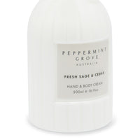 Peppermint Grove Fresh Sage & Cedar Hand Cream Pump 500ml / Beige