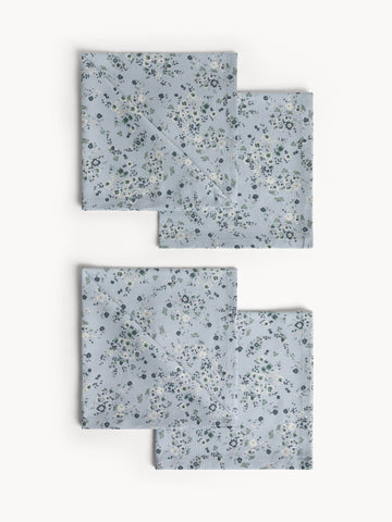 Set of 4 cotton Panama napkins flower print