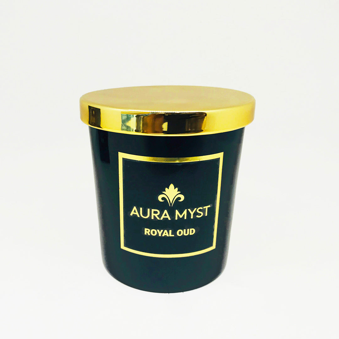 Aura Myst Royal Oud Black Glass Jar Candle