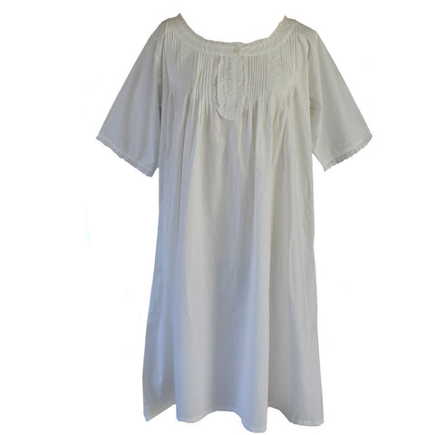 Powel Craft Isla Frill Neck Pin Tucked Short Sleeve Night Dress