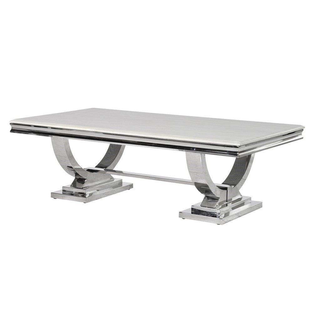 Steel & Composite Marble Coffee Table 420mmHeight 700mmWidth 1300mmLength mmDepth mmDiameter