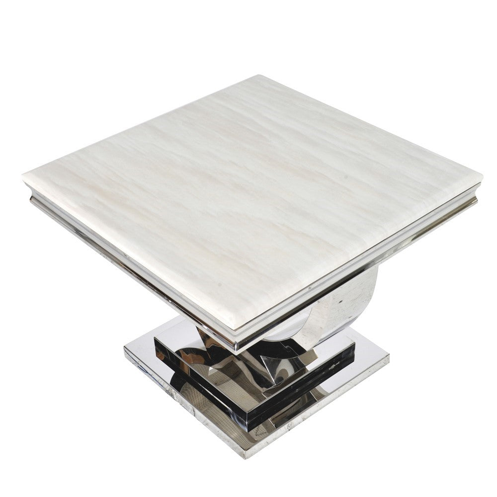 Steel & Composite Marble Side Table 470mmHeight 600mmWidth 600mmLength mmDepth mmDiameter