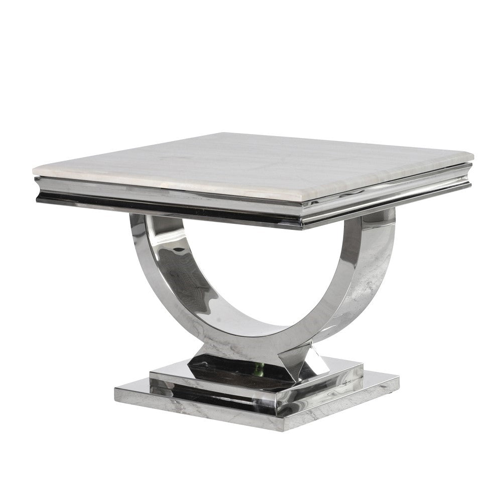 Steel & Composite Marble Side Table 470mmHeight 600mmWidth 600mmLength mmDepth mmDiameter