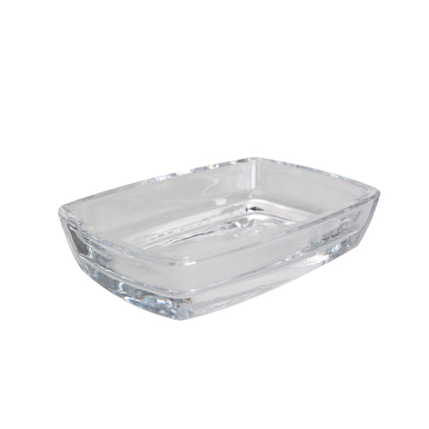 Dwell Clear Glass Soap Dish - White