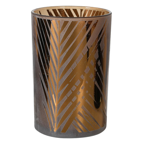 Metalic Bamboo Candle Holder H:180mm Dia:120mm