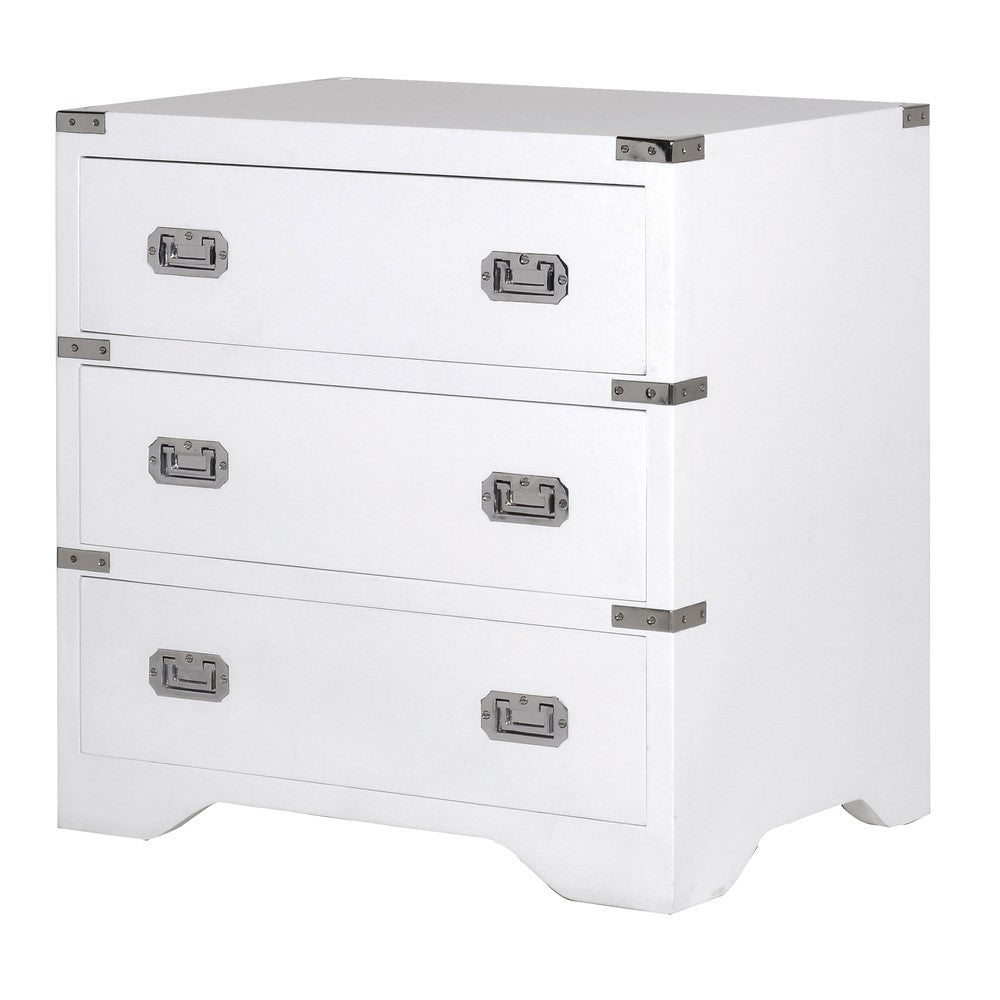 White Kensington 3 Drawer Chest H:700mm W:680mm D:500mm