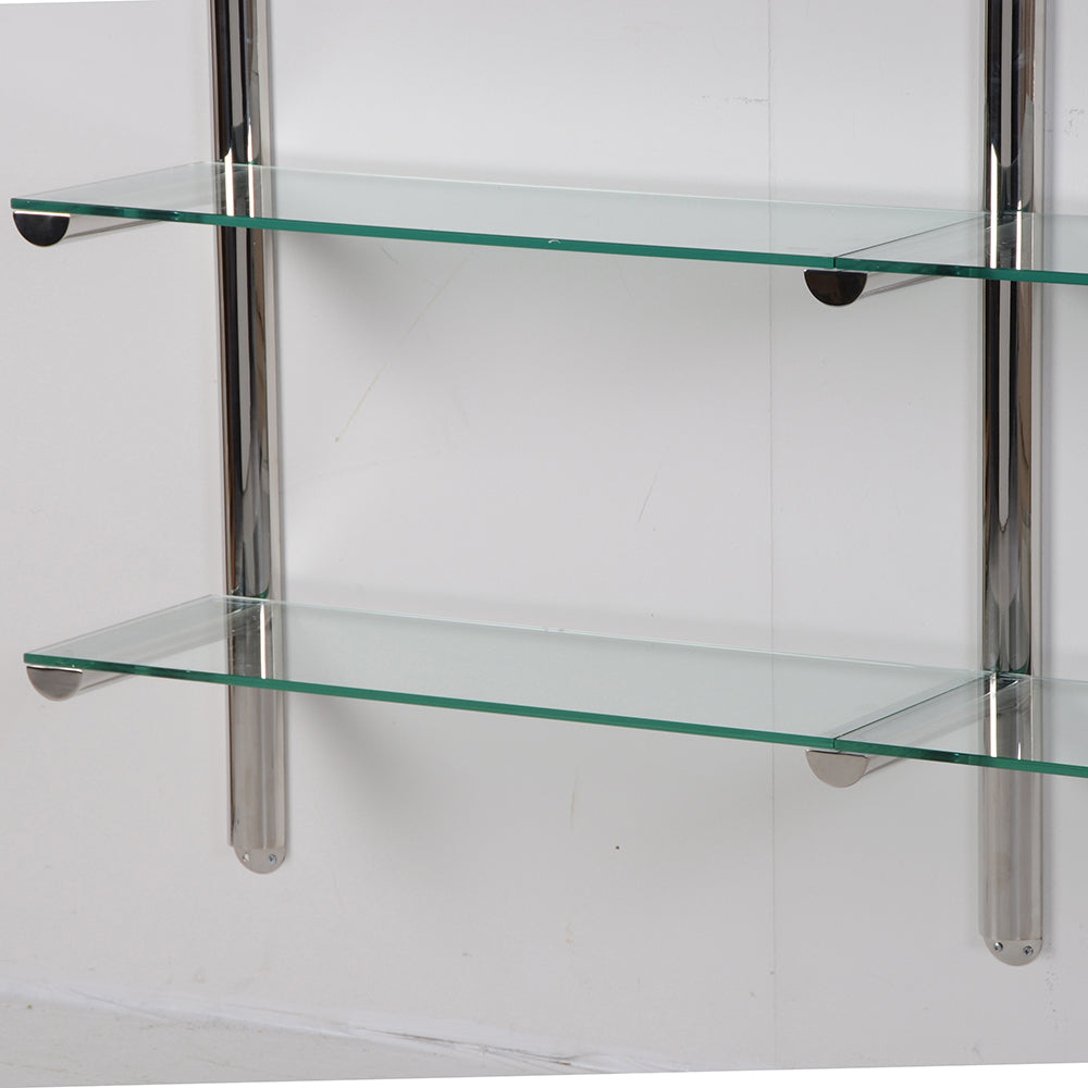 Etagere Wall Mounted Chrome And Glass Display Unit H:1850mm W:1650mm D:330mm