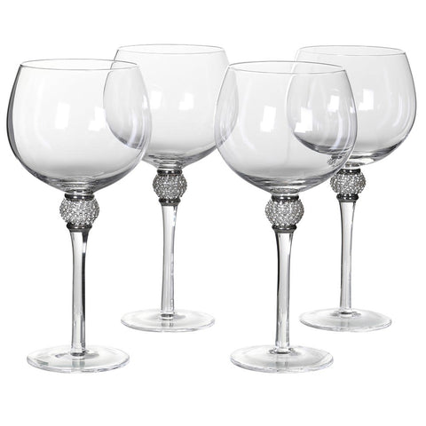 Albub Silver Diamente Gin Glasses - Set of 4 H:240mm Dia:110mm