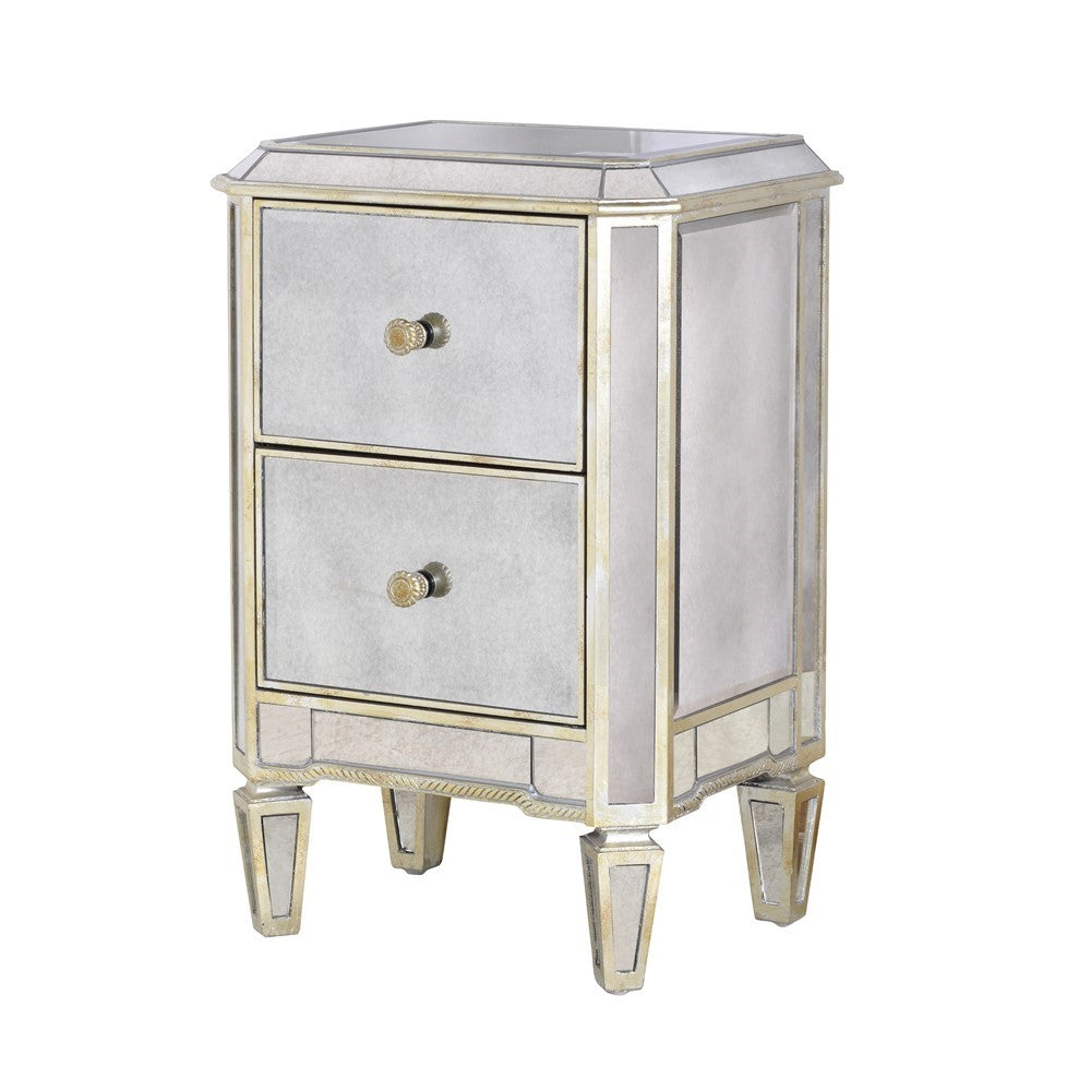 Venetian Seville 2 Drawer Bedside H:730mm W:460mm D:370mm