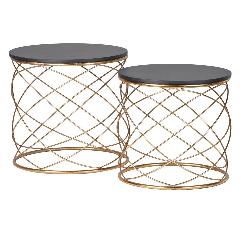 Astor Gold Loops End Tables - Set of 2 H:450mm Dia:460mm