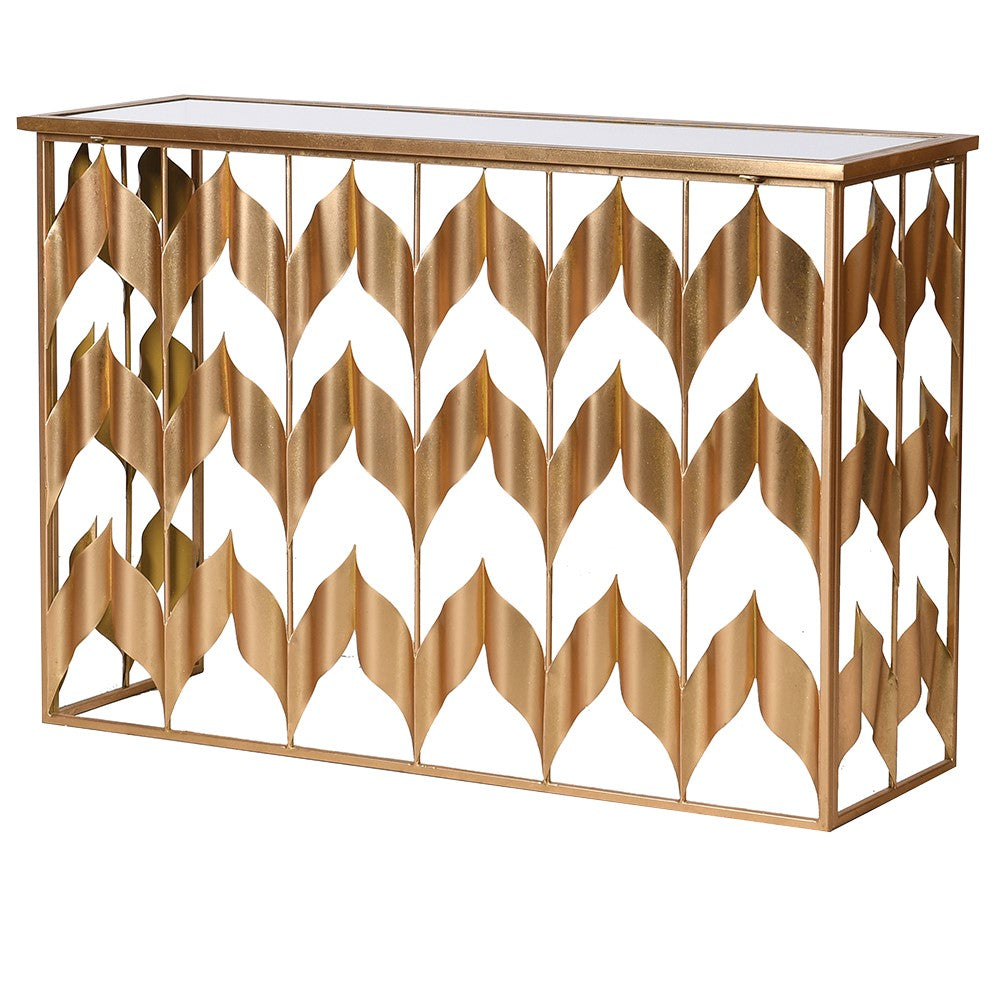 Gold Chevron Console Table H:820mm W:1200mm D:400mm