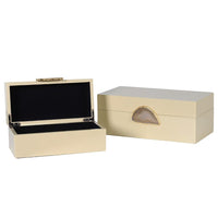 Dwell Box With Agate Set Of 2 - Cream