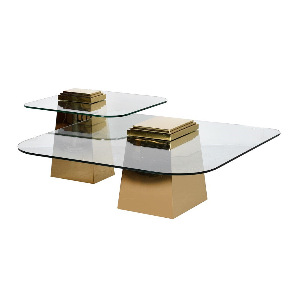 Cubist Gld S/S Side Table H:500mm W:650mm D:650mm