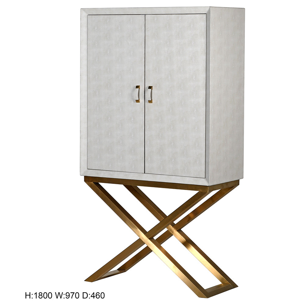 Ivory Shagreen Bar Cabinet H:1800mm W:970mm D:460mm