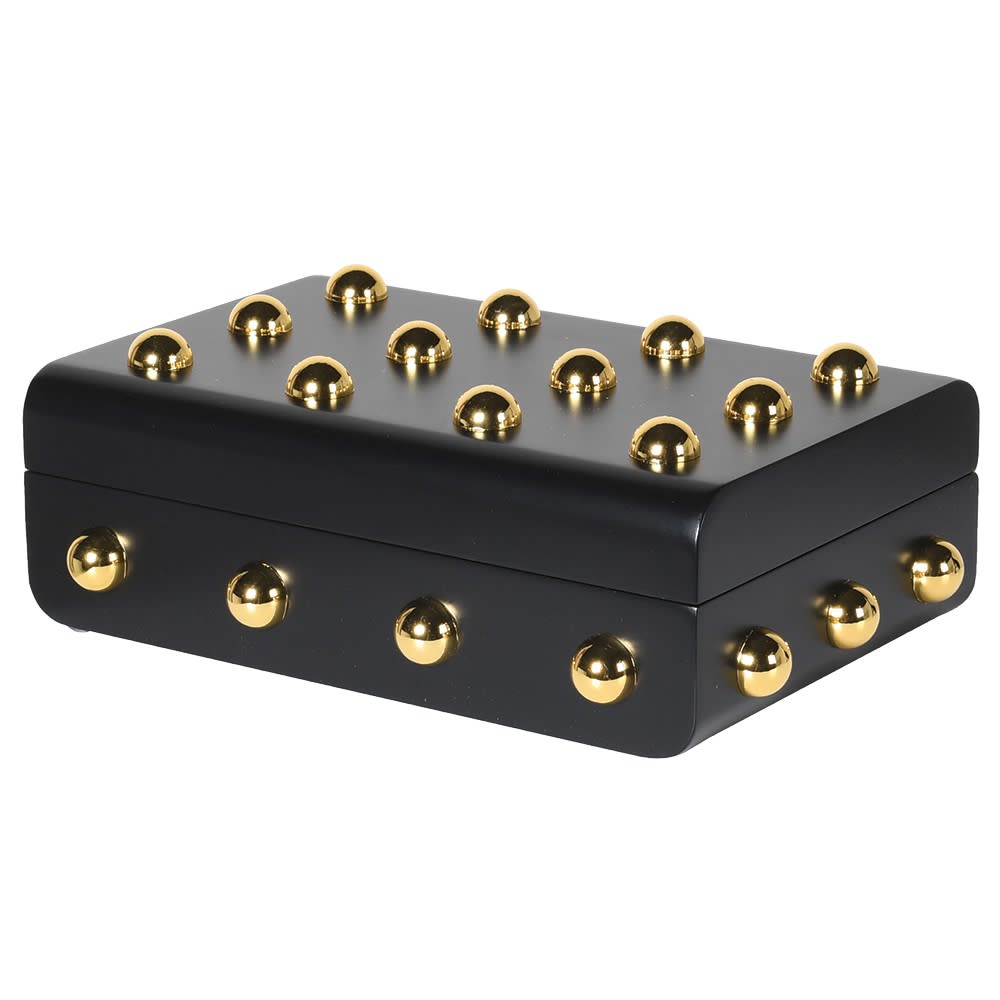 Golden Studded Black Box H:95mm W:240mm D:160mm