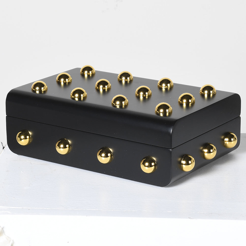 Golden Studded Black Box H:95mm W:240mm D:160mm