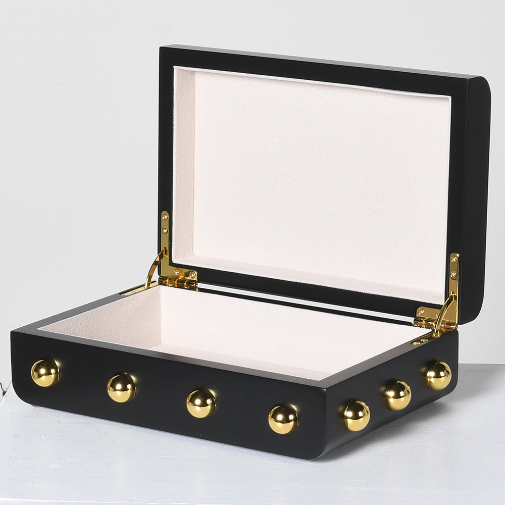 Golden Studded Black Box H:95mm W:240mm D:160mm