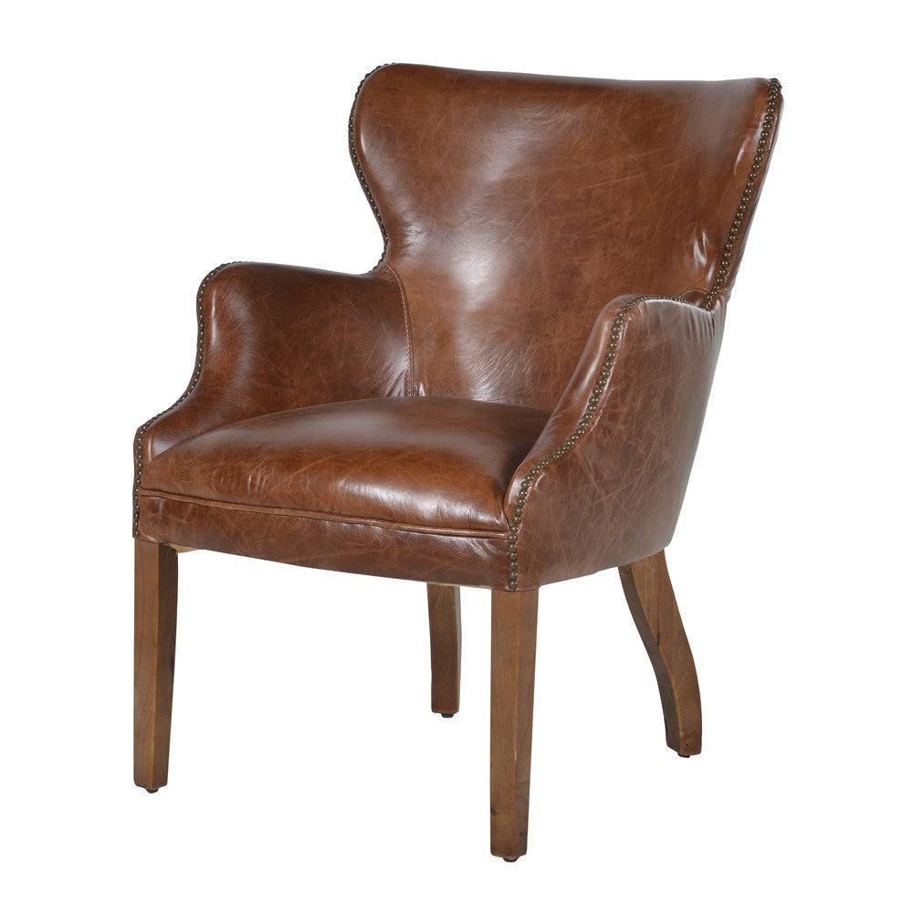 Cuba Brown Leather Chair H:890mm W:650mm D:700mm