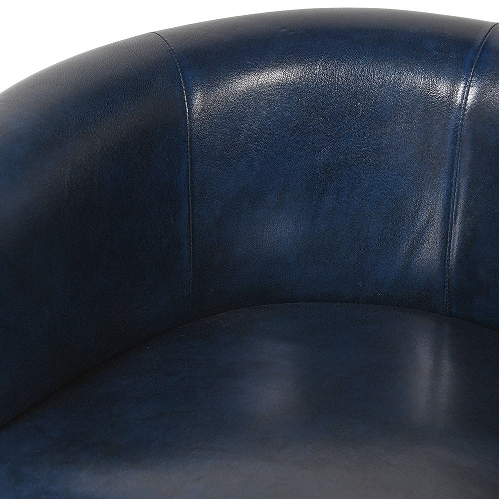 Deniva Bl Leather Brass Bar Chair H:750mm W:620mm D:560mm