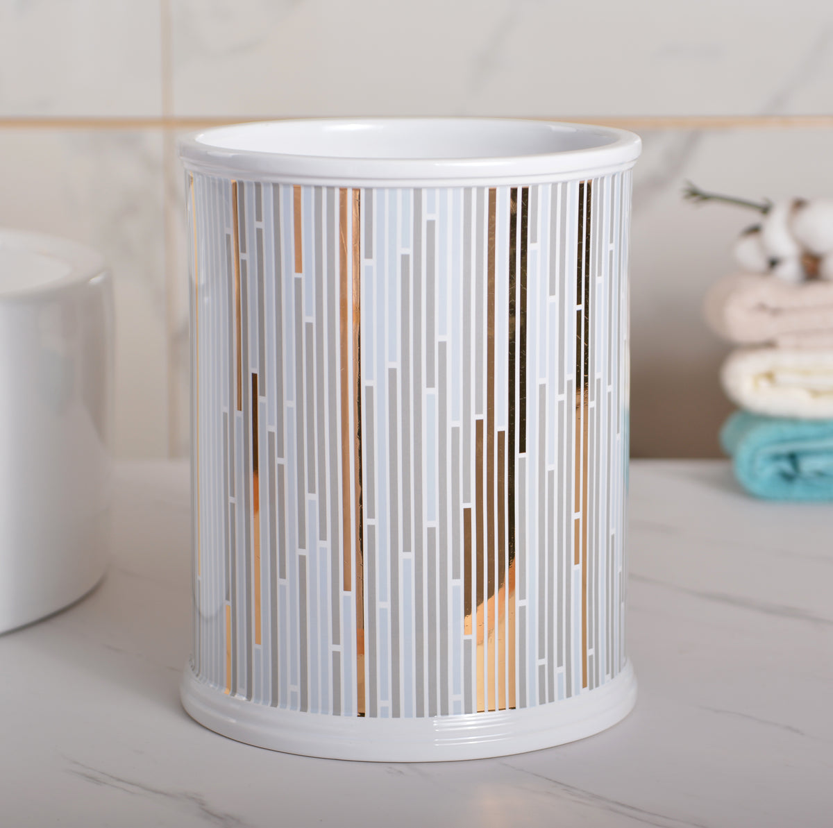 Dwell Marco Waste Basket - White/Gold