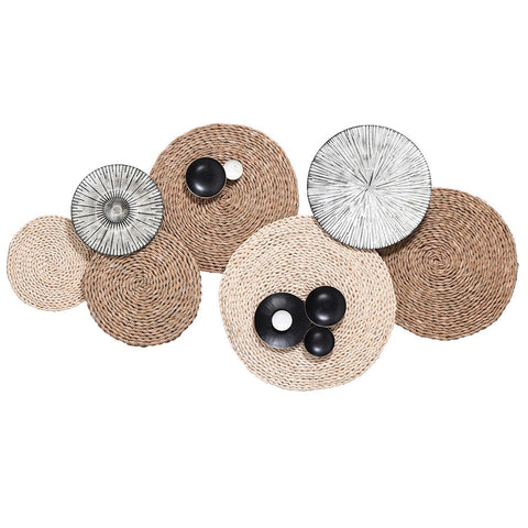 Dwell Ebony & Ivory Woven/Metal Disc Wall Art