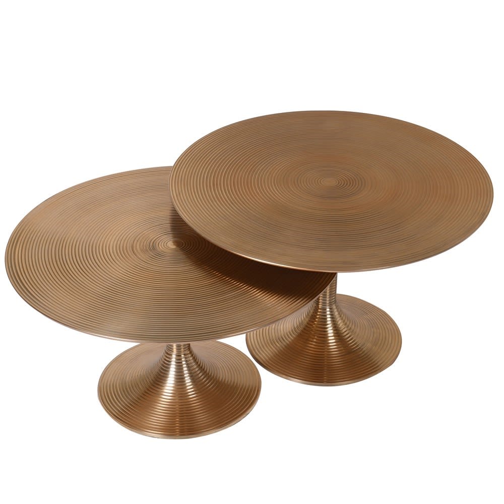 Dwell Set of 2 Shiny Brass Tables