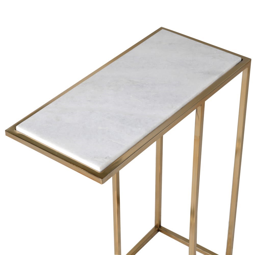 طاولة جانبية من الفولاذ المقاوم للصدأ/الرخام
