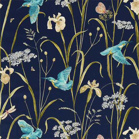 SANDERSON Kingfisher & Iris Navy/Teal Cushions