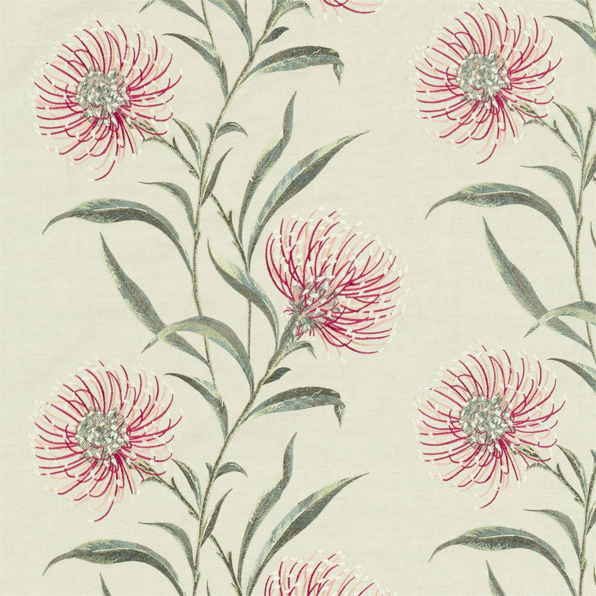 SANDERSON Catherinae Embroidery Fuchsia Cushions