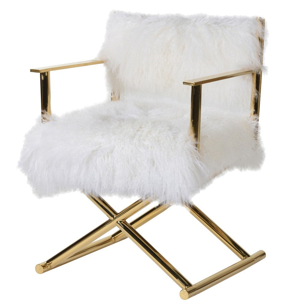 Dwell White Mongolian Fur Chair