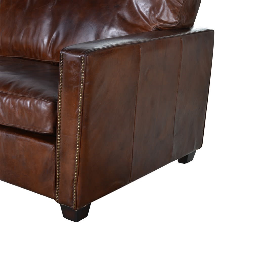 Dwell Harper Brown Leather 3Seater Sofa