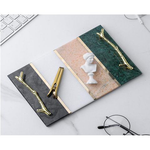 Dwell Marble Home Tray With Branch Handle
