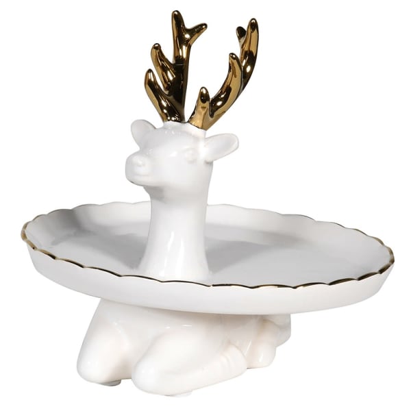 Dwell Ceramic Deer Plate - White