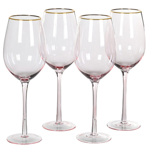مجموعة من 4 زجاج نبيذ وردي