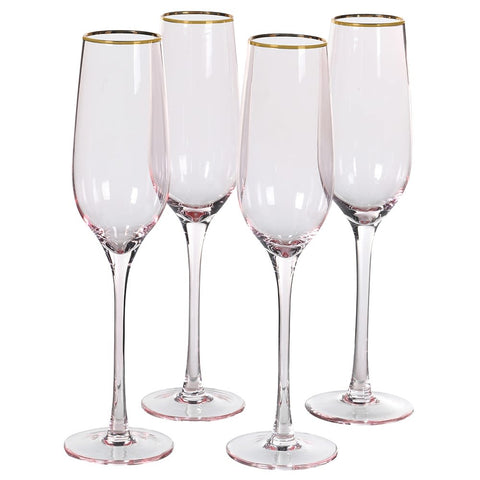 Dwell Tone Champagne Glass Set Of 4 - Pink