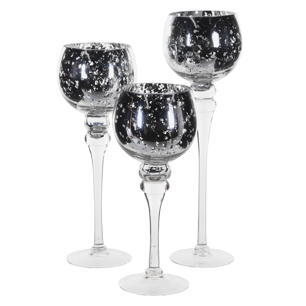 Dwell Silver Candleholders Set Of 3
