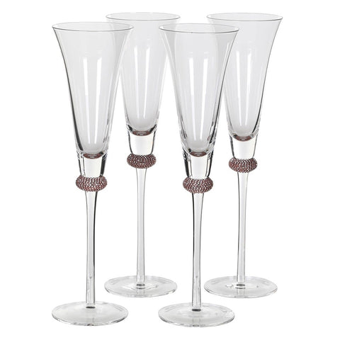 Dwelldiamante Champagne Glasses  Set Of 4 - Pink Gold